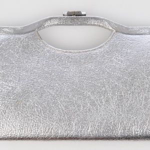 Large Silver Clutch Purse - 1960s Mad Men Style